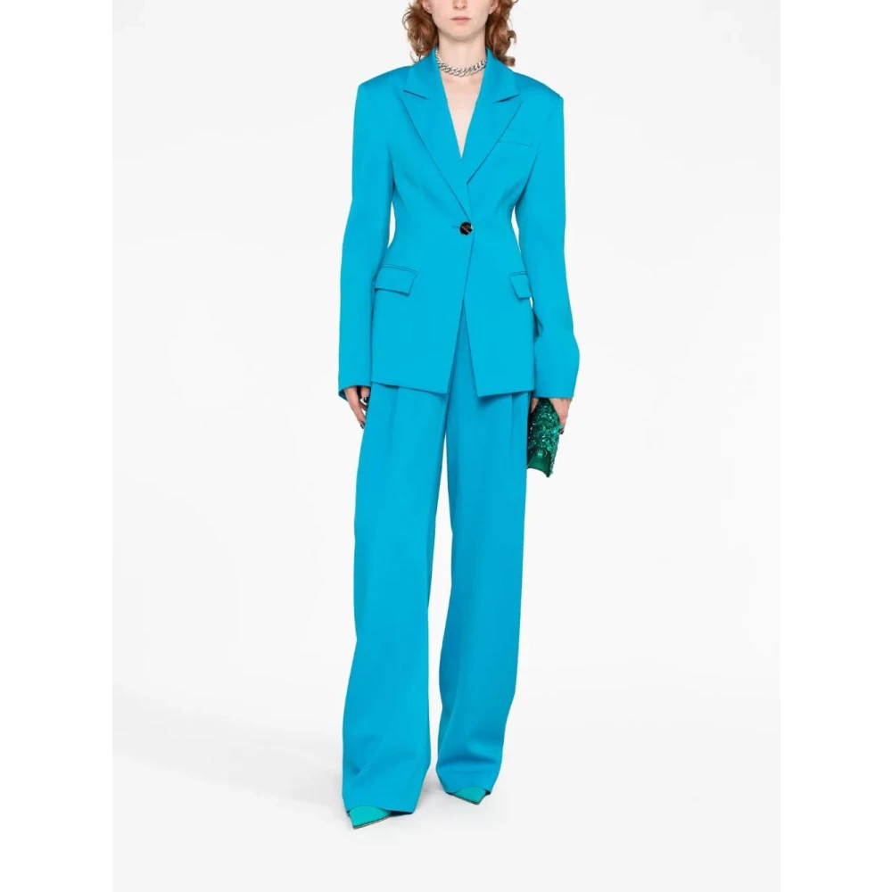 The Attico Capri-Blauwe Single-Breasted Wollen Blazer Blue Dames