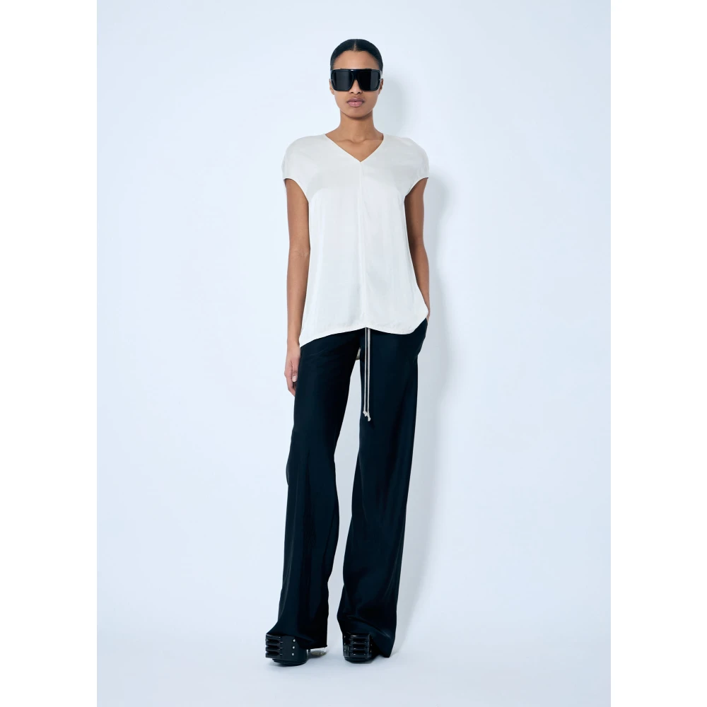 Rick Owens Satijnen Top met V-hals en Paneel Gray Dames