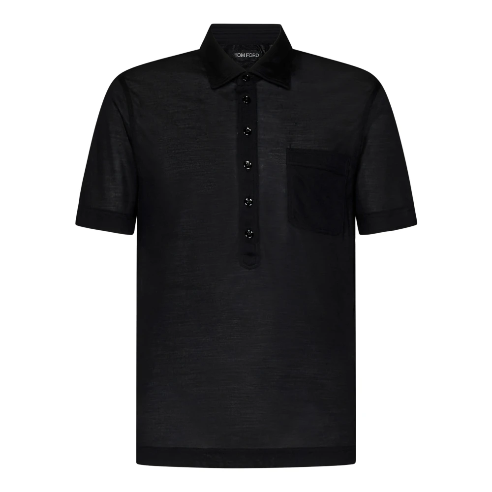 Tom Ford Zwarte Zijden Jersey Polo Shirt Black Heren
