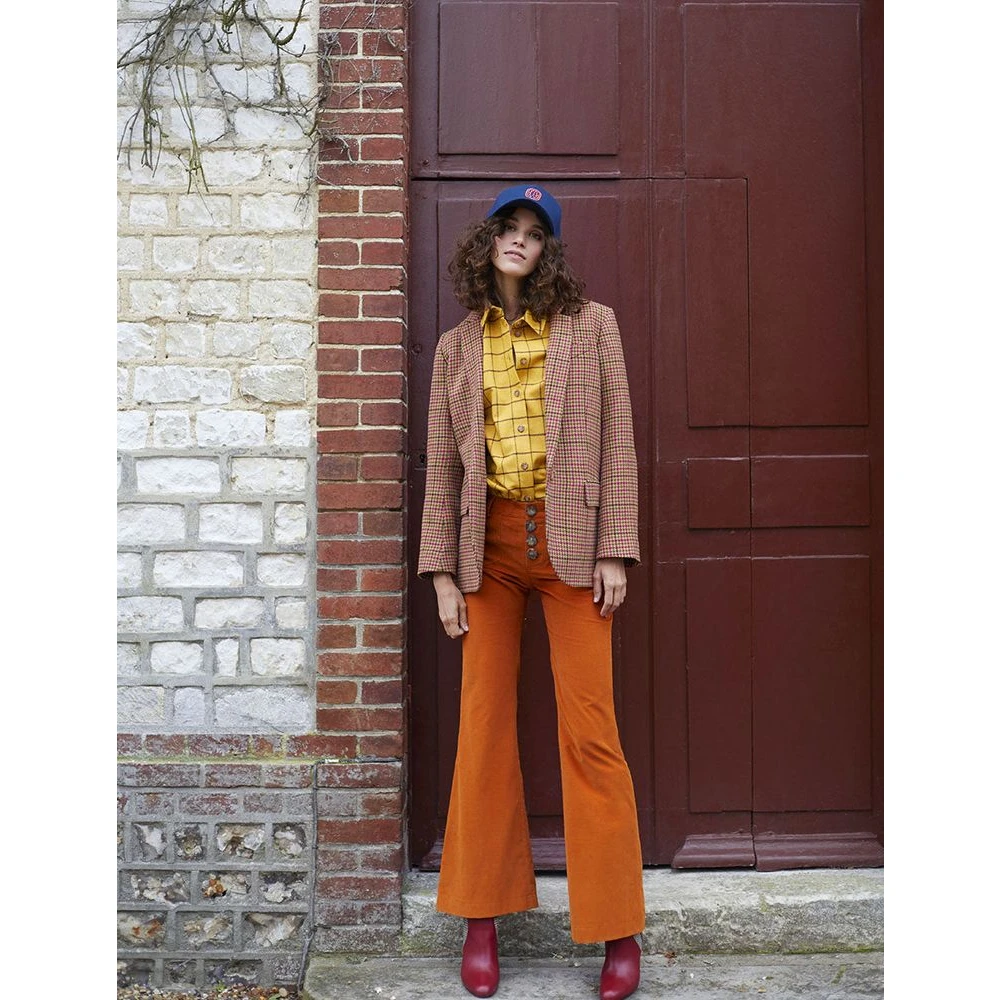 Ines De La Fressange Paris Flare Corduroy Broek Orange Dames