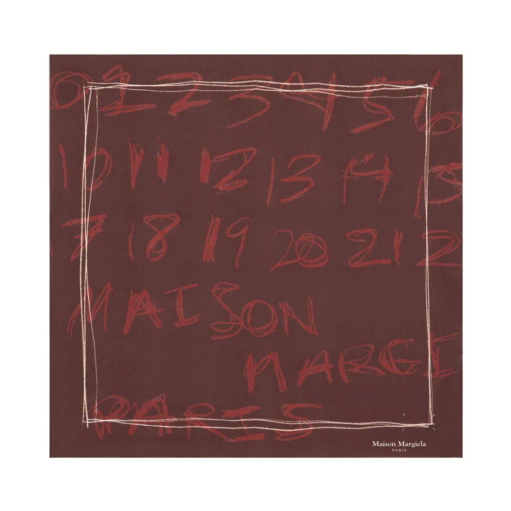 Maison Margiela Femme Rouge Accessoires, Taille: One Size Foulard En Soie À Chiffres Griffonnés