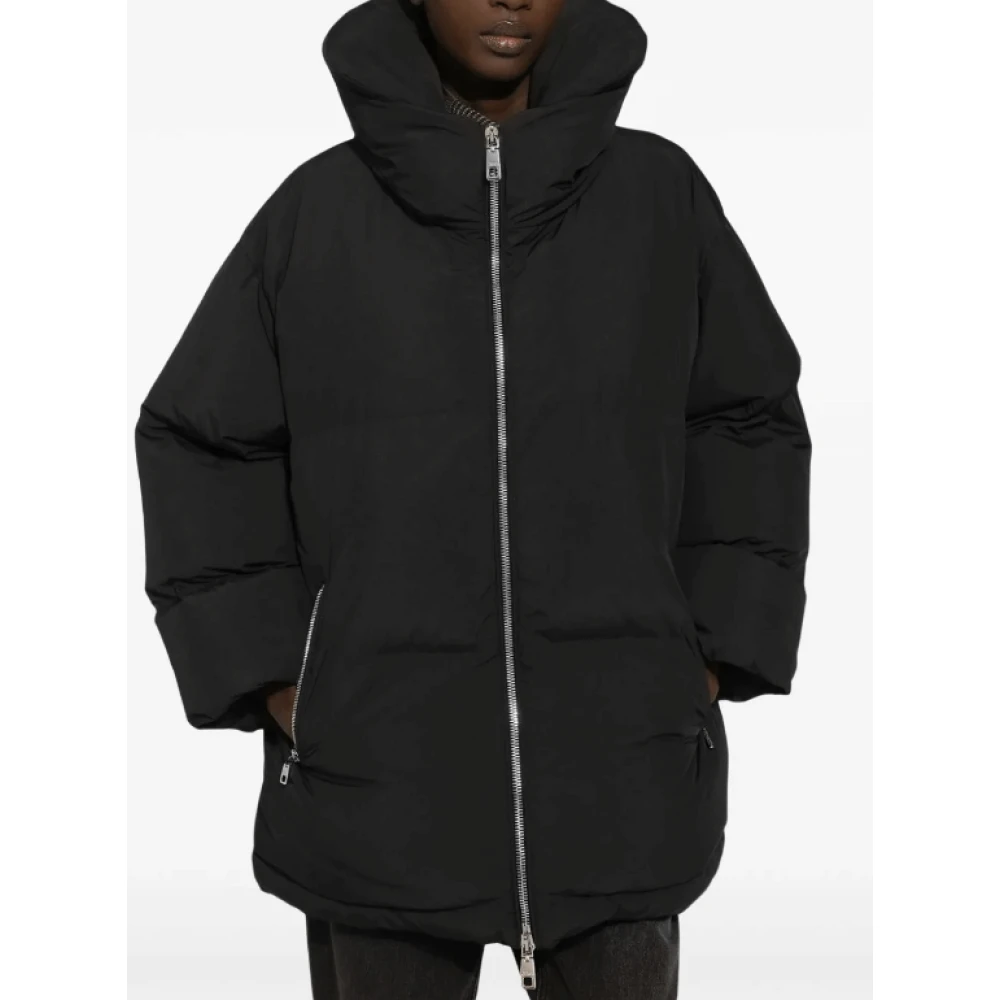 Dolce & Gabbana Zwarte Pufferjas met Hoge Hals Black Dames