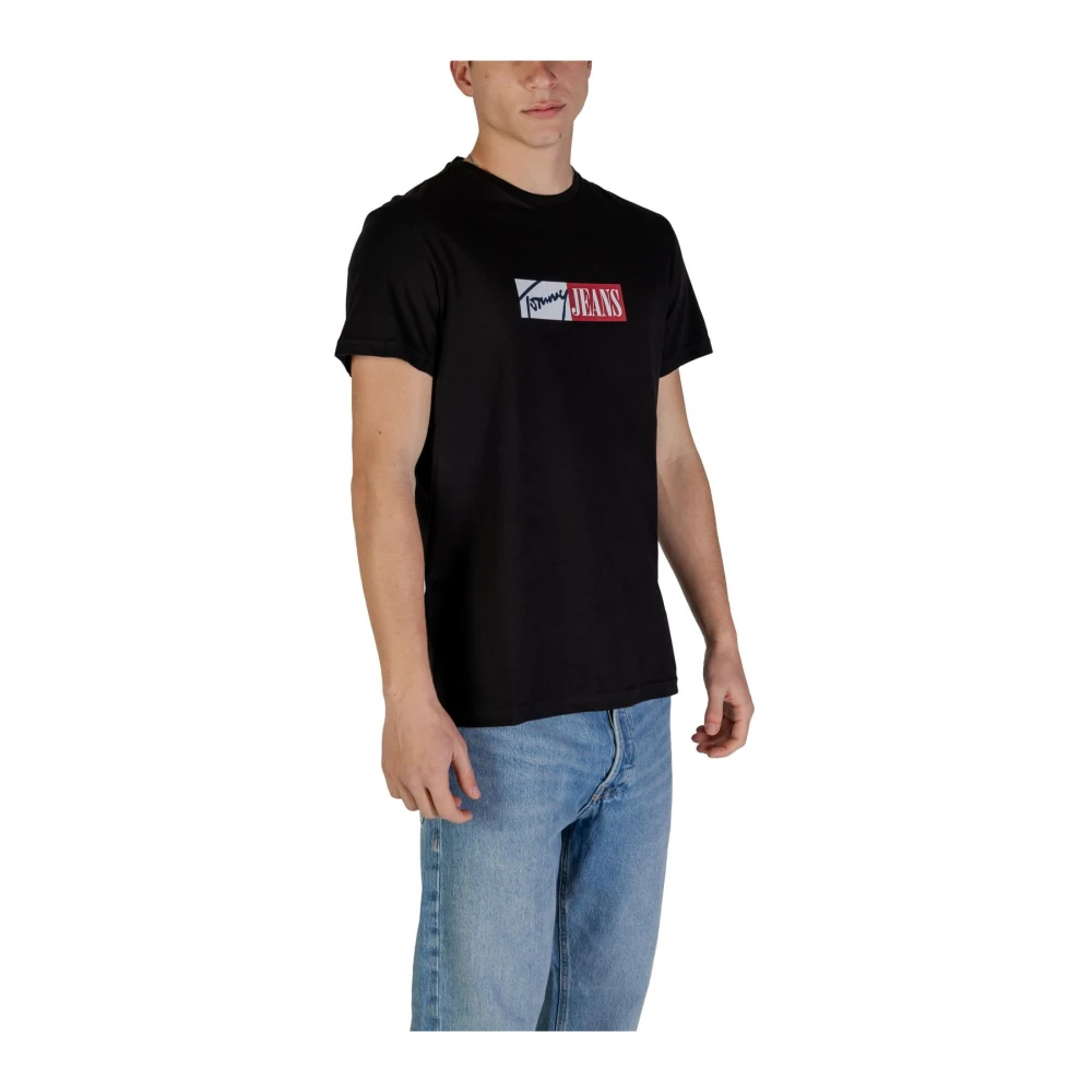 Tommy Jeans Stijlvol Bedrukt Katoenen T-Shirt Black Heren
