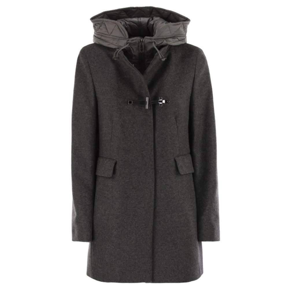 Fay Kvinno Grå Kappor & Rockar Dam, L, Wool Blend Parka