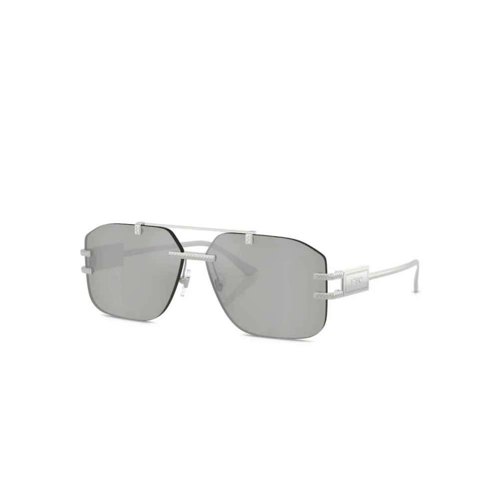 Versace Men's Silver Ve2275 10008V Man Sunglasses Metal Geometric Mirrored - Image 2