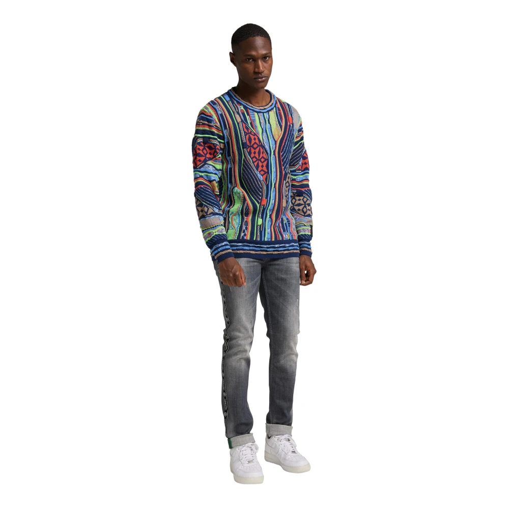 carlo colucci Jacquard Gebreide Trui met Sportieve Uitstraling Multicolor Heren