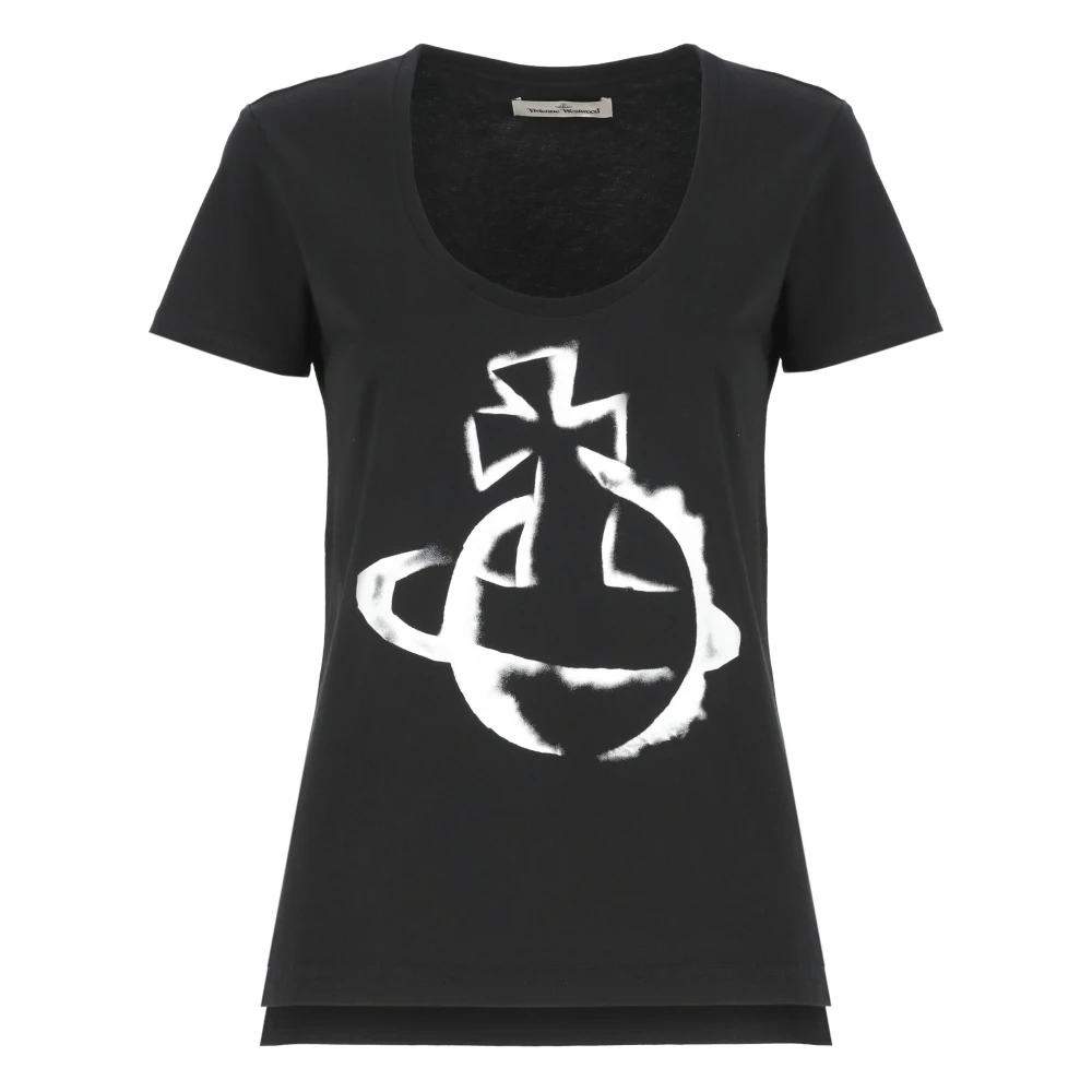 Vivienne Westwood Zwarte Katoenen T-shirt met Logo Black Dames