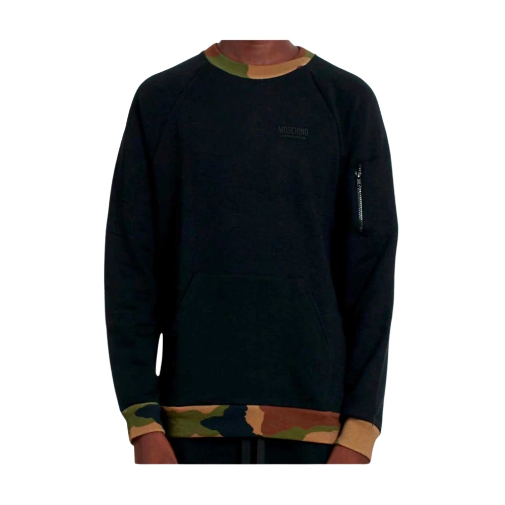 Moschino Tränings T-shirt, Kamouflage Tryck, Bekväm och Snygg Black, Herr