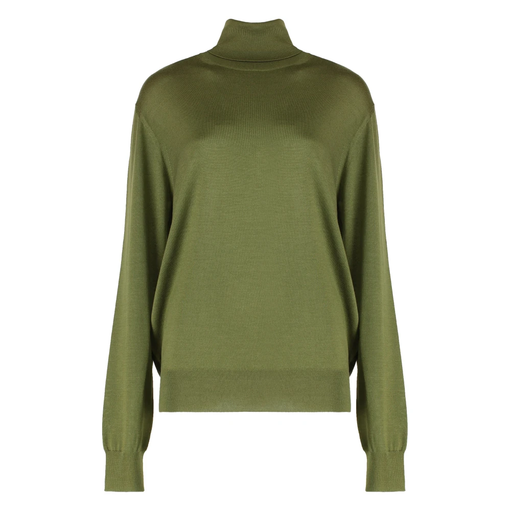 Saint Laurent Women's Green Turtleneck In Cashmere- Wool And Silk - Turtlenecks - Xl - Knitwear