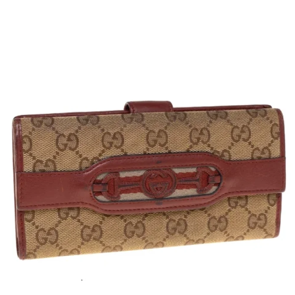 Gucci Vintage Pre-owned Canvas wallets Beige Dames