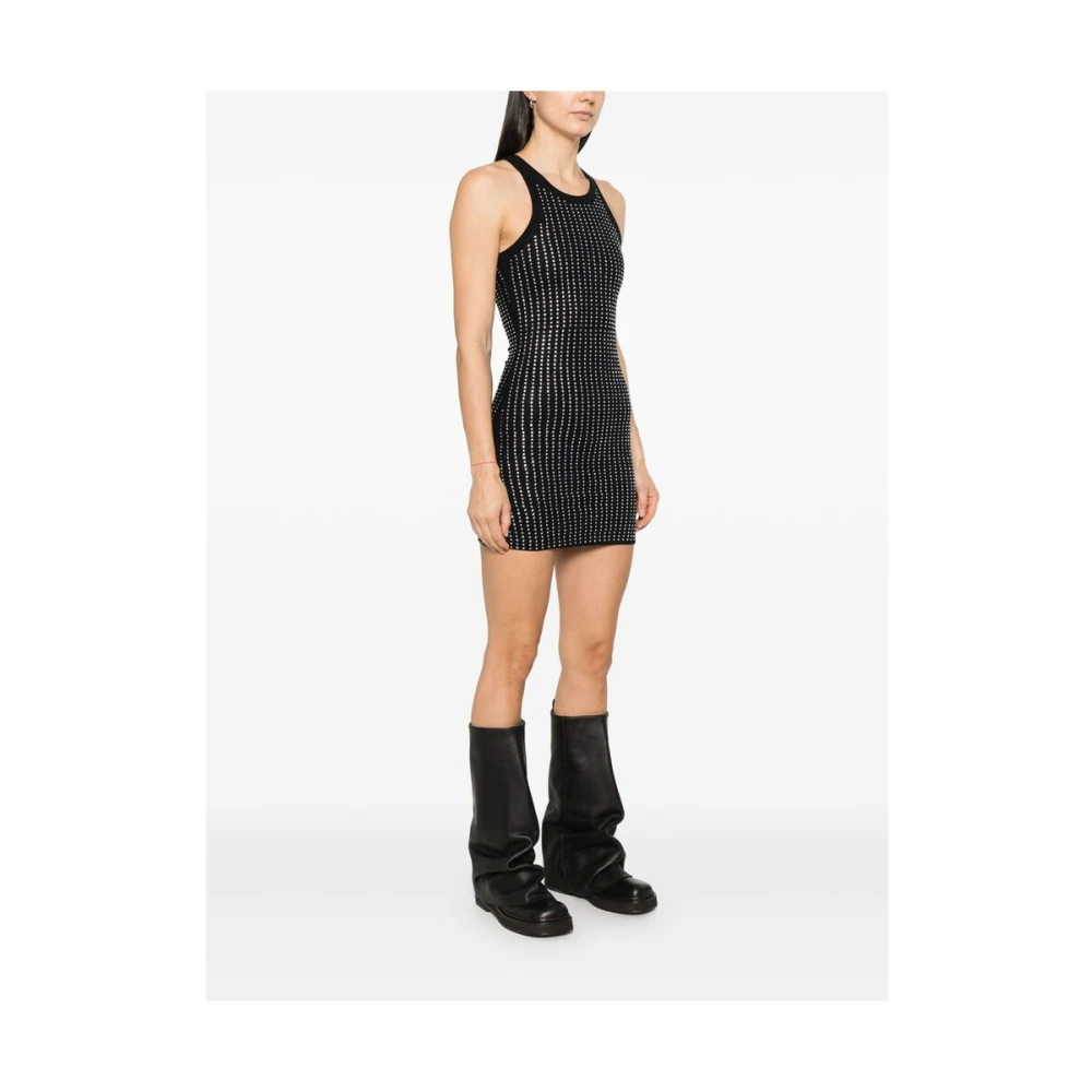 The Attico Zwarte Mouwloze Jurk met Ronde Hals Black Dames