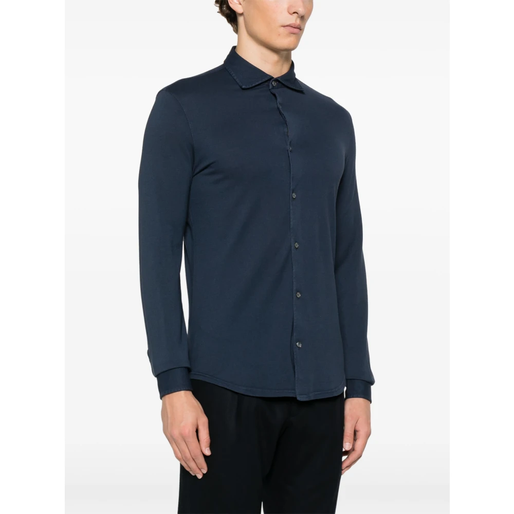 Fedeli Italiaans katoenen overhemd Blue Heren