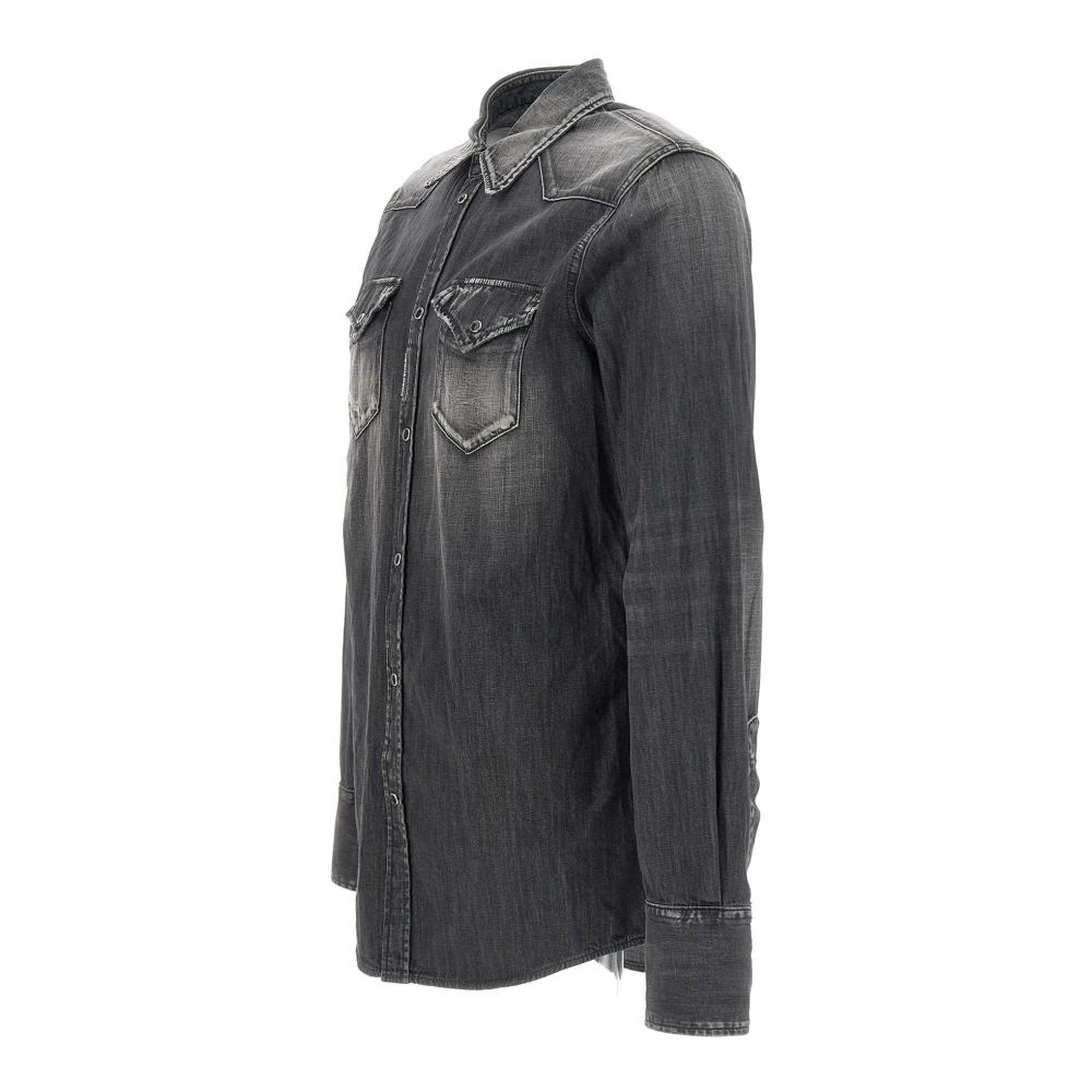 Dsquared2 Zwarte Western Denim Overhemd Black Heren