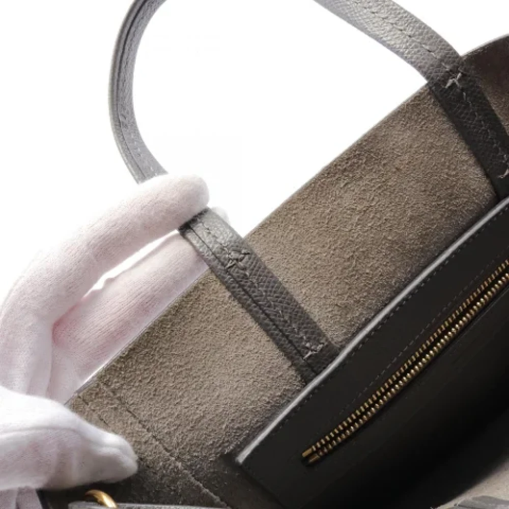 Celine Vintage Pre-owned Leather celine-bags Gray Dames