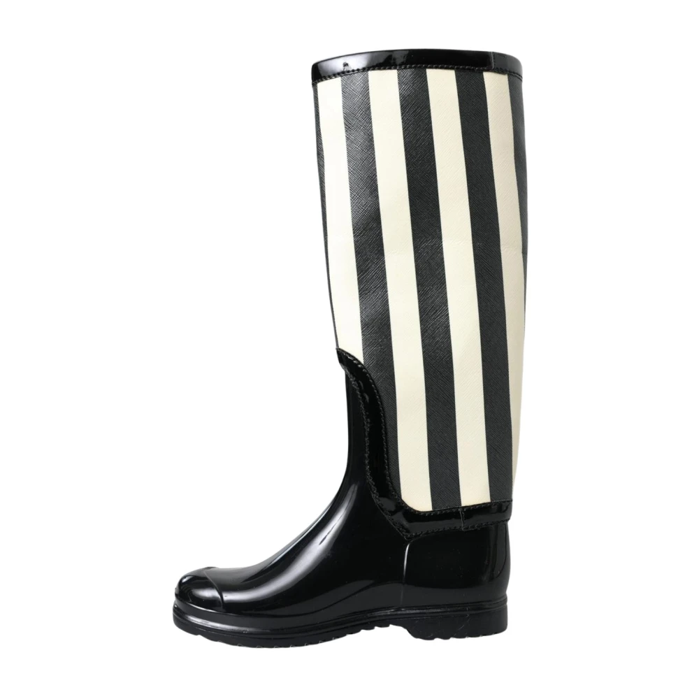 Dolce & Gabbana Women's Striped Knee-High Rain Boots