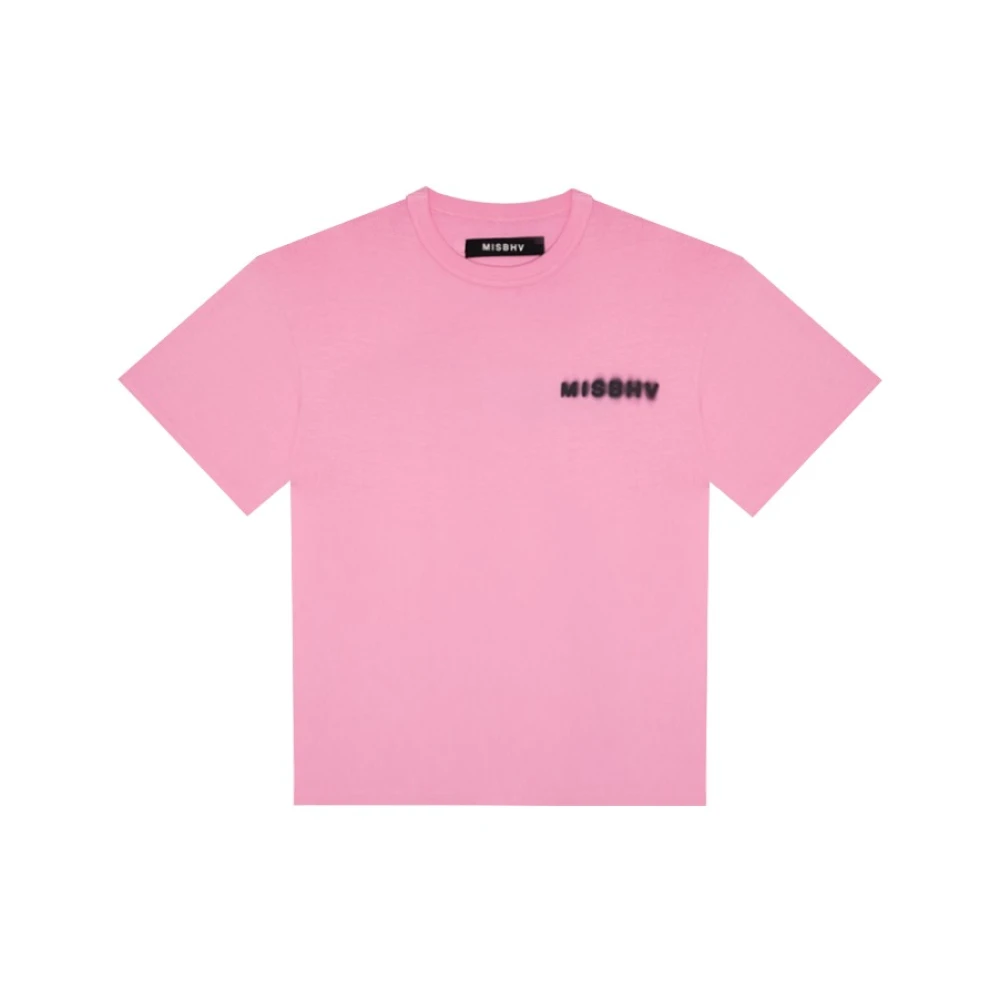 Misbhv Grafische Print Zwaar Katoenen T-Shirt Pink Dames