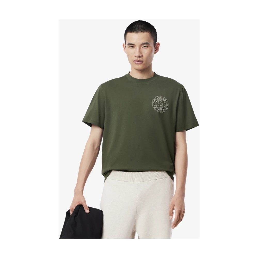 Lacoste Gedrukt Badge Gebreid T-shirt Groen Green Heren