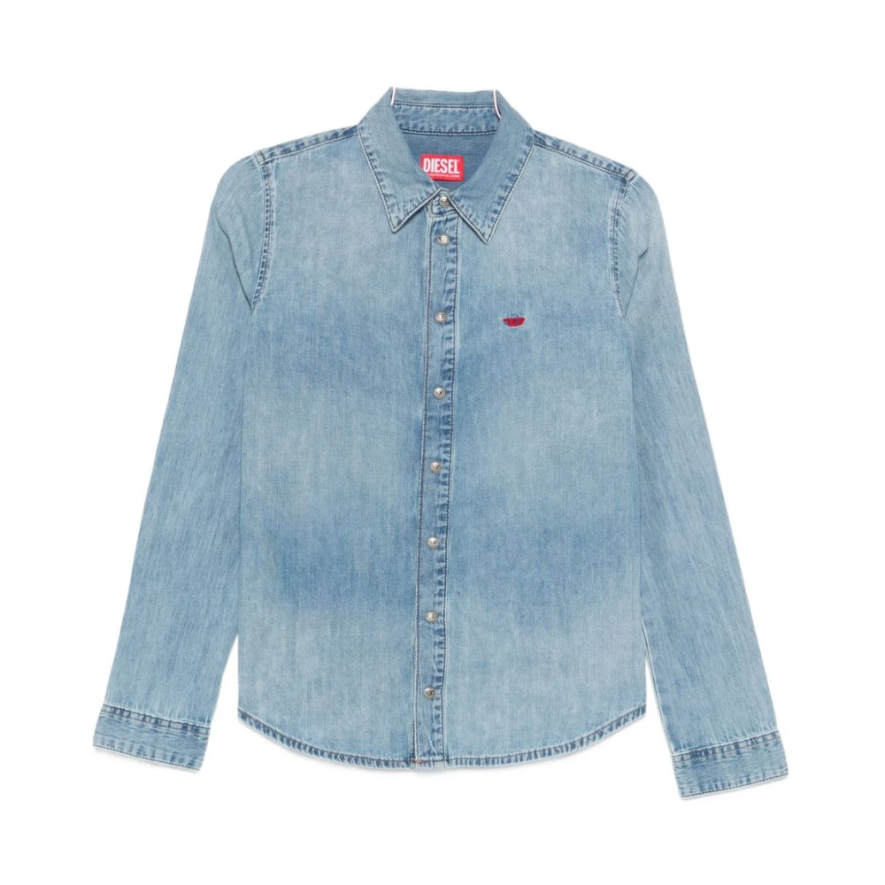 Diesel Kvinno Blå Blusar & Skjortor Dam, L, Denim, De-Eazy Denim Shirt