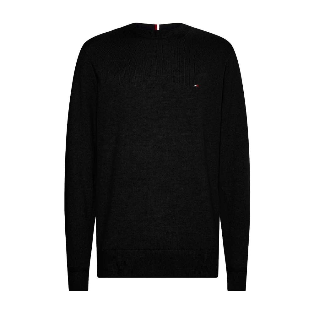 Tommy Hilfiger , Round-Neck Knitwear, Male, Black, S, Cotton Cashmere Crew Neck Jumper