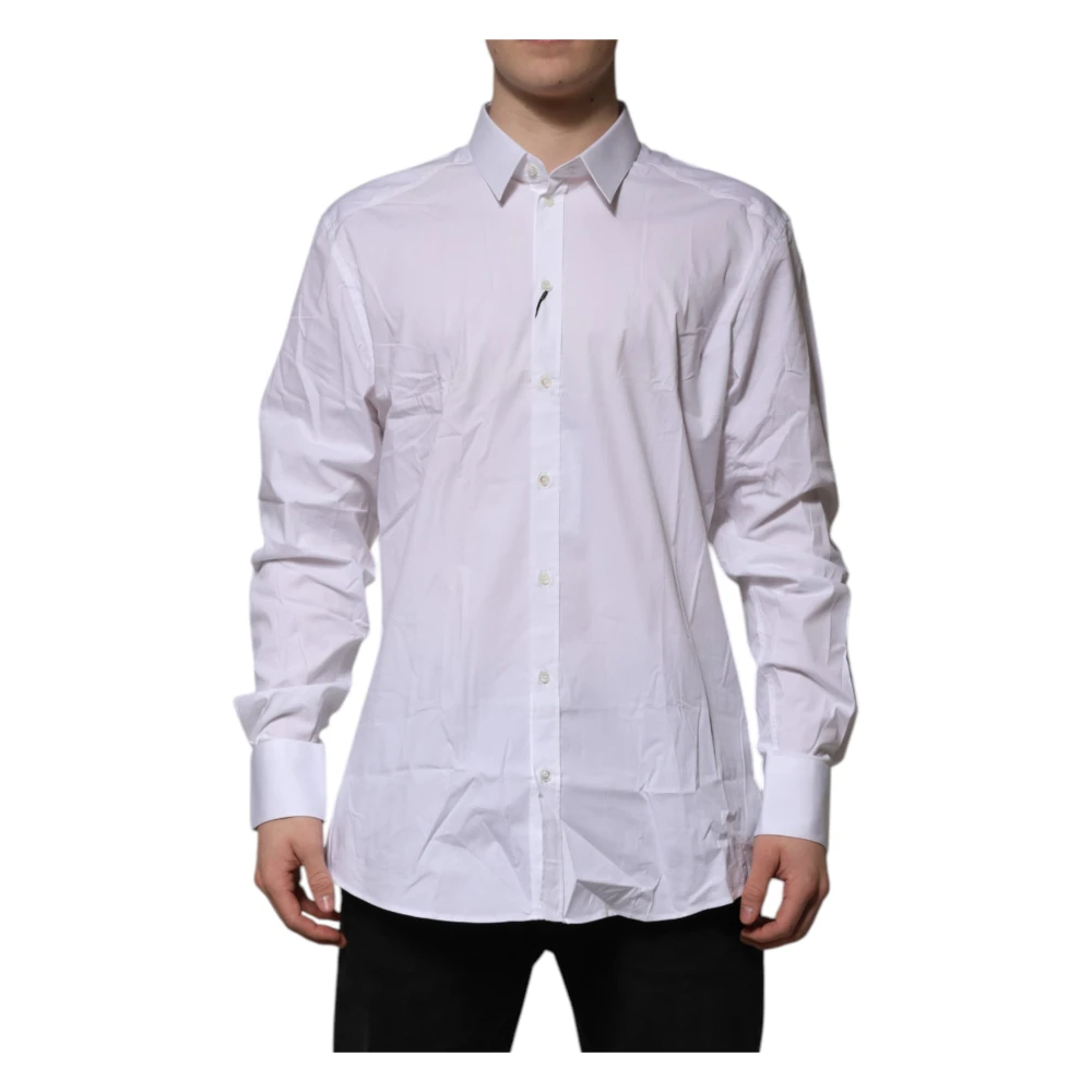 Dolce & Gabbana Men's White/Gold Cotton Formal Shirt