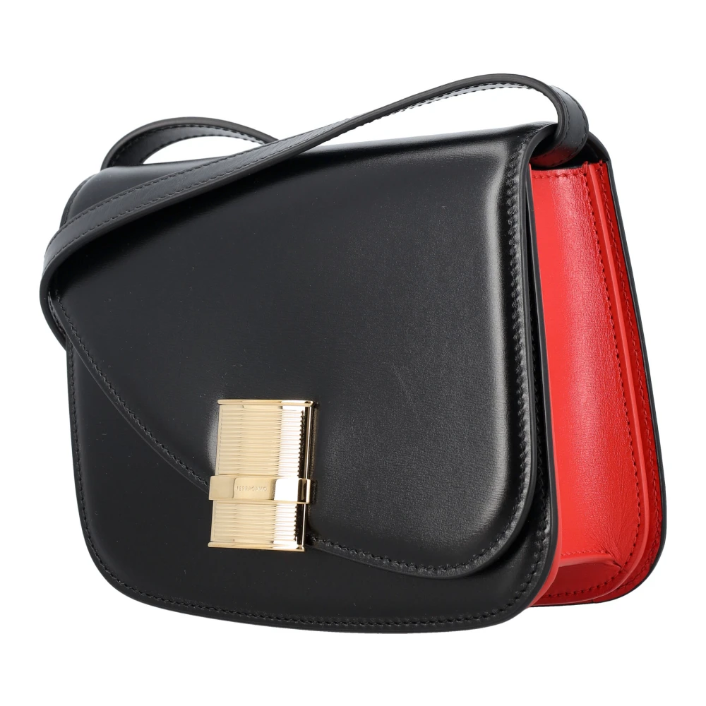 Salvatore Ferragamo Flame Rode Schoudertas Black Dames