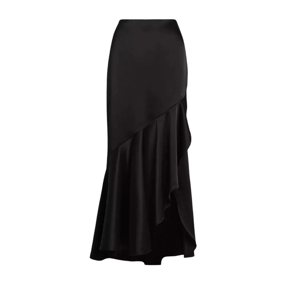 Ralph Lauren Zwarte satijnen maxi rok Black Dames