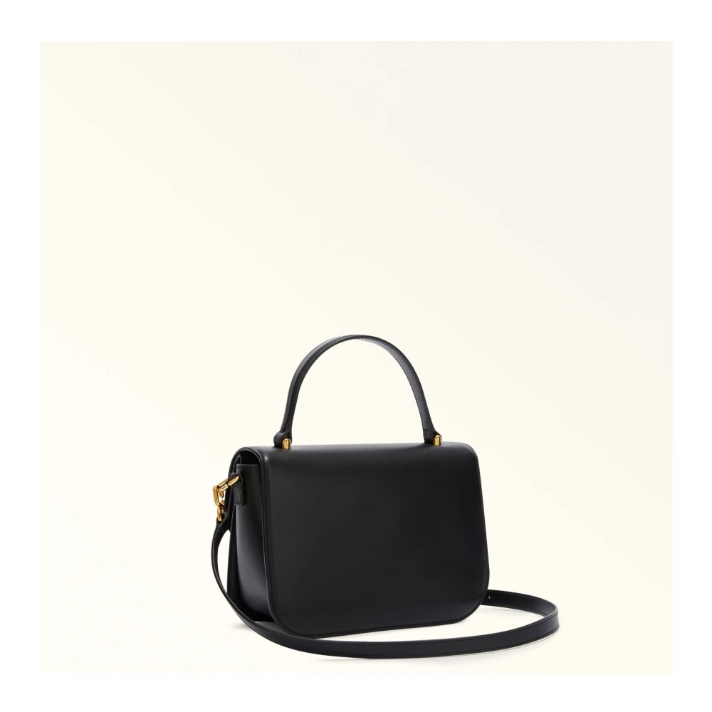 Furla Zwarte leren handtas met Boule-sluiting Black Dames