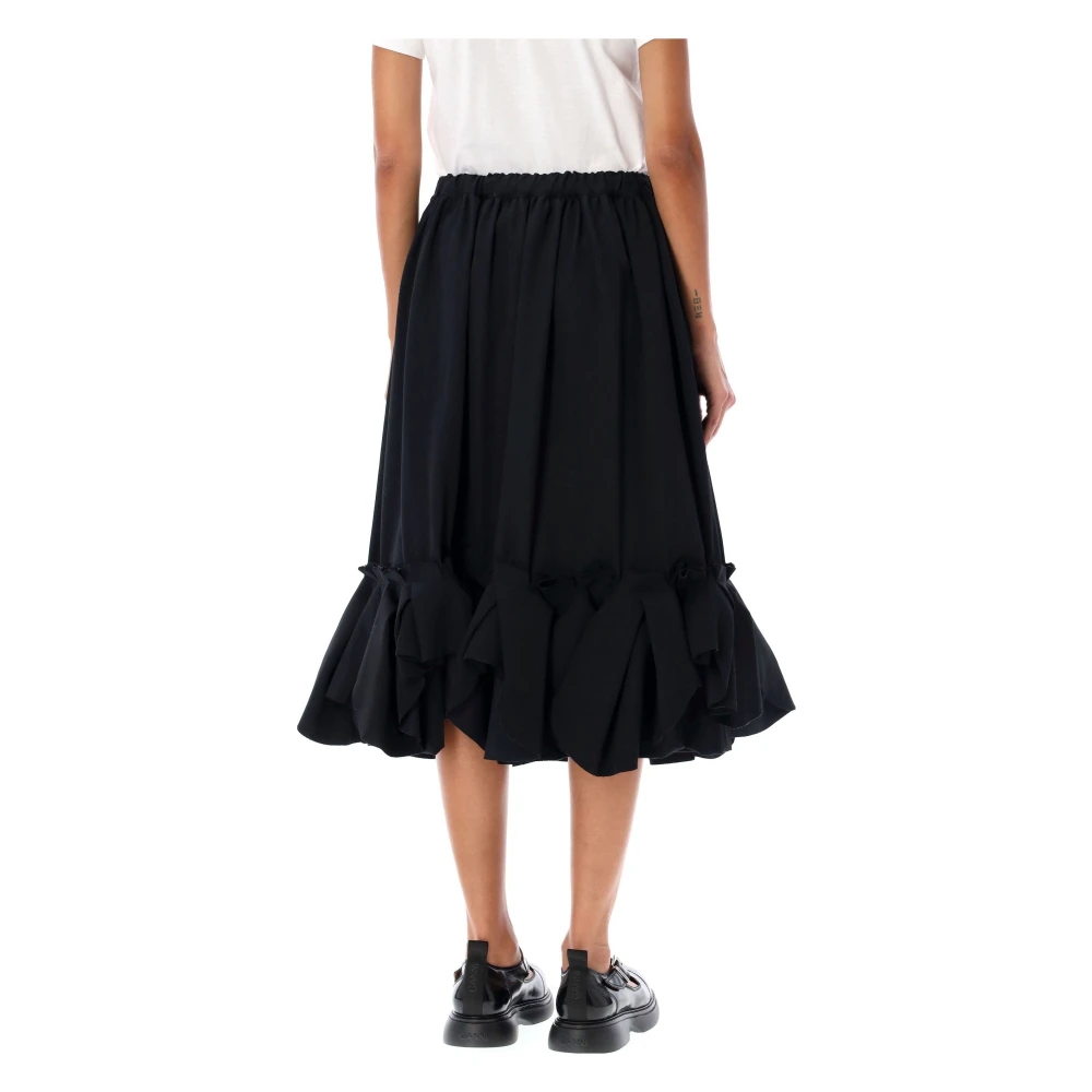 Comme des Garçons Zwarte Geplooide Ruche Zoom Midi Rok Black Dames
