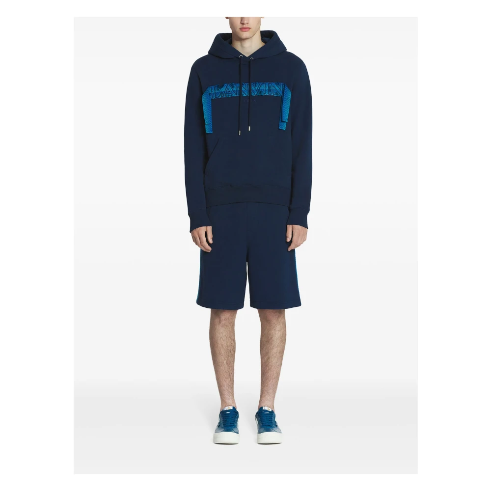 Lanvin Blauwe Curb Kant Hoodie Blue Heren