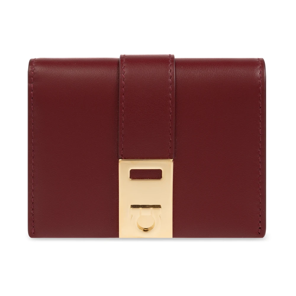 Salvatore Ferragamo Leren portemonnee met logo Red Dames
