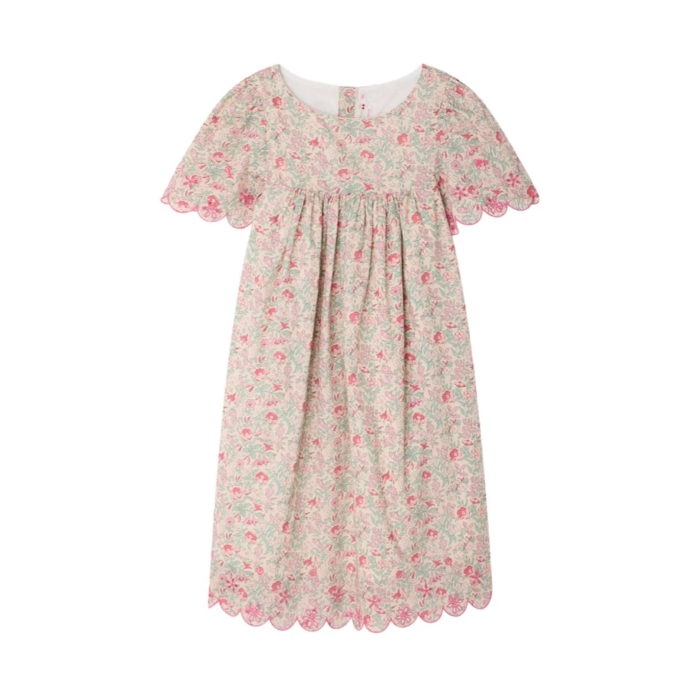 Bonpoint Girls Pink Floral Embroidered Dress, Dresses, 8 Y, Kids