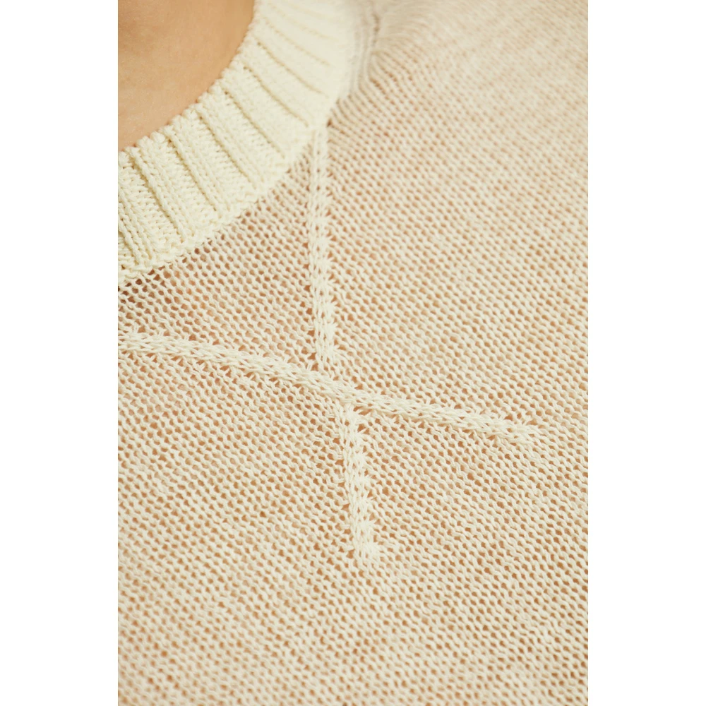 Jil Sander Top met geborduurd logo Beige Dames