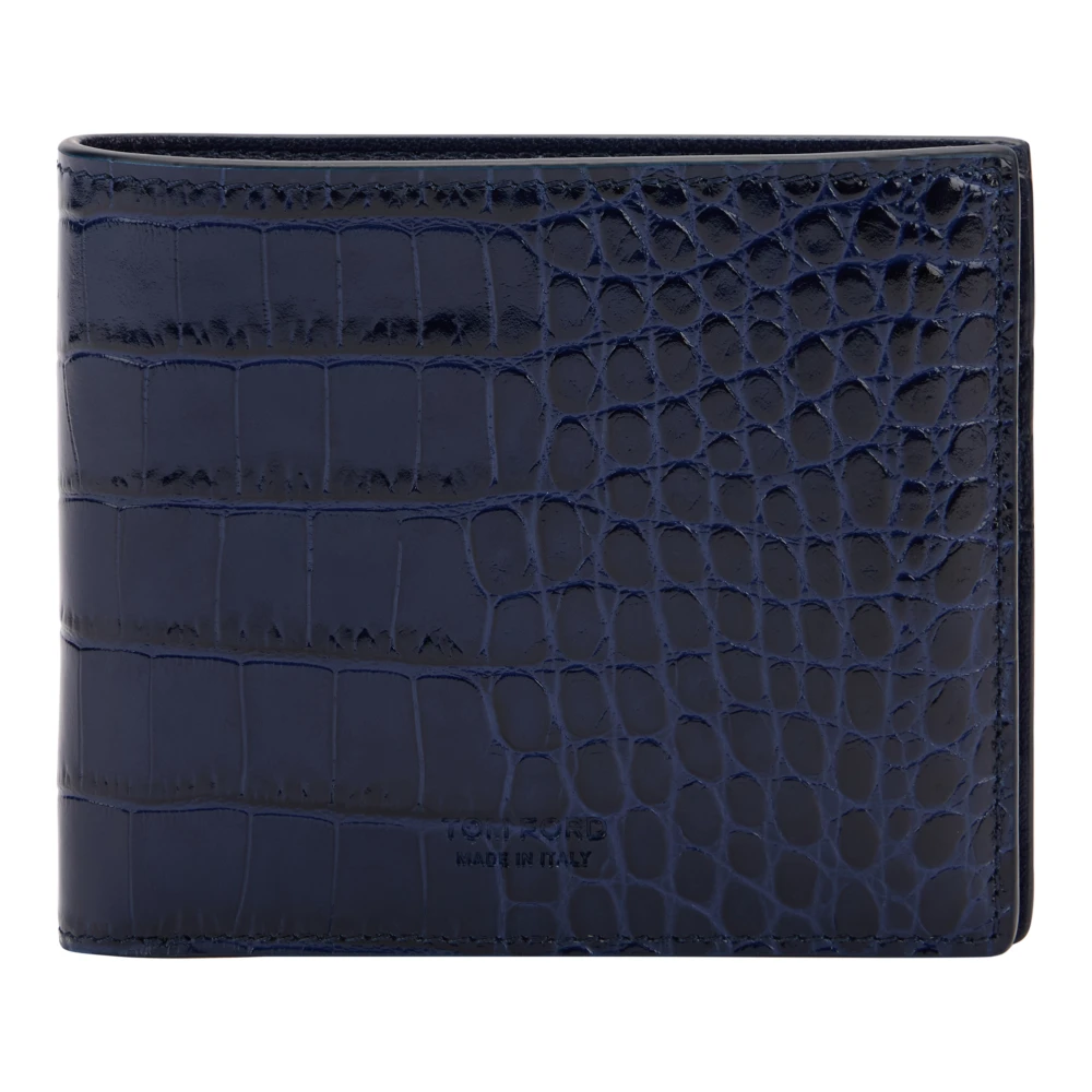 Tom Ford Men's Blue Crocodile Print Leather Wallet