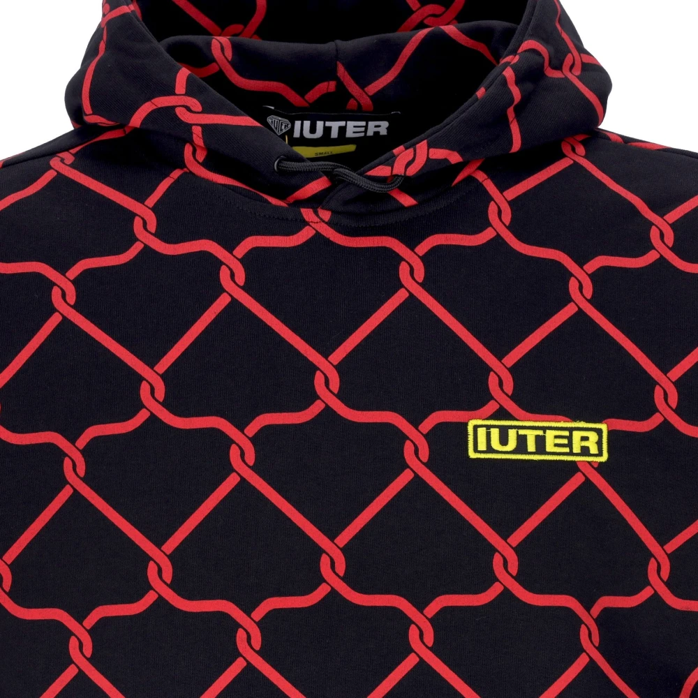 Iuter Zwarte Net Hoodie All Over Print Multicolor Heren