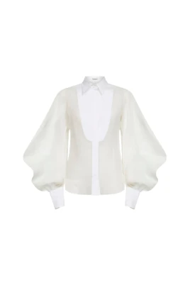 Button Bishop-Sleeves Shirt