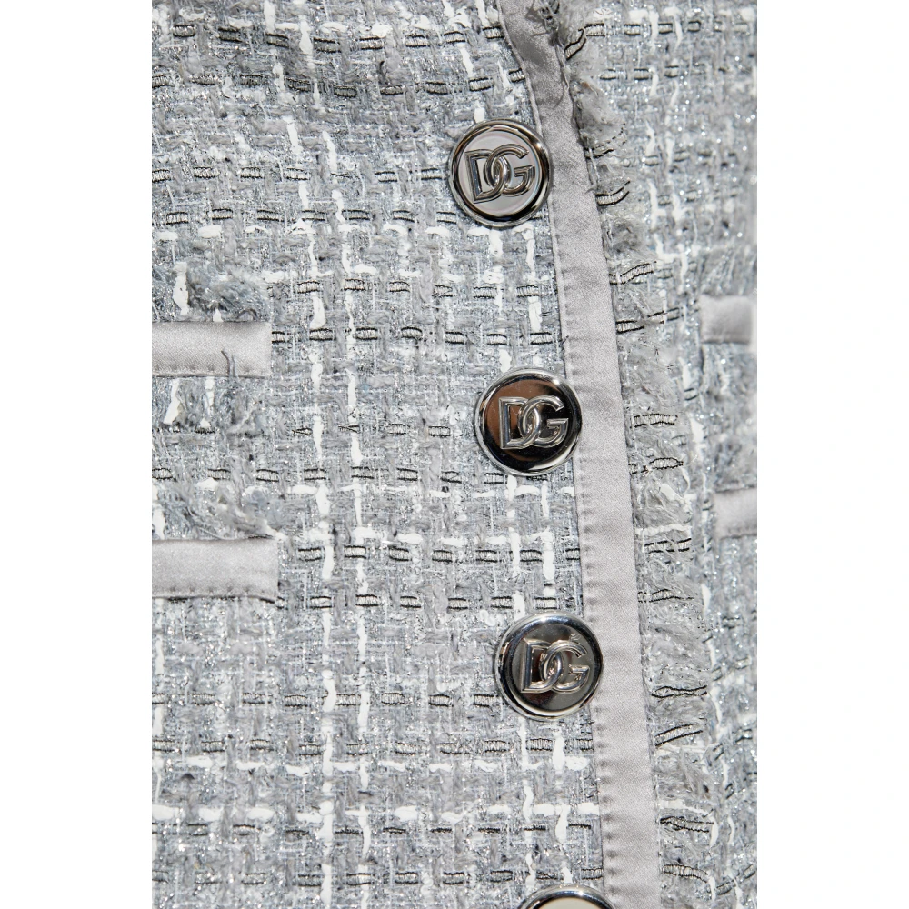 Dolce & Gabbana Tweed jasje met lurex draad Gray Dames