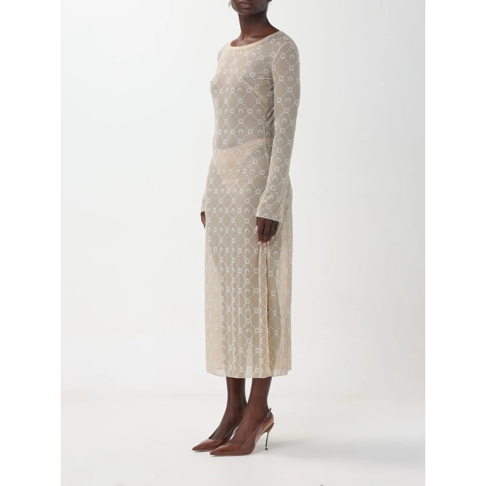 Marine Serre Beige Moongram Mesh Jurk Beige Dames