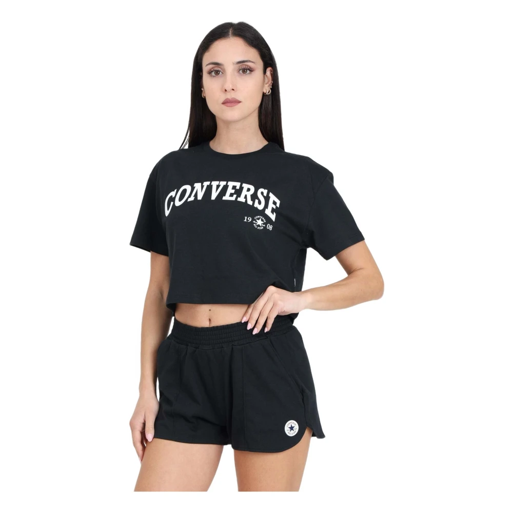 Converse Retro Chuck Cropped TEE Shirt Black Dames