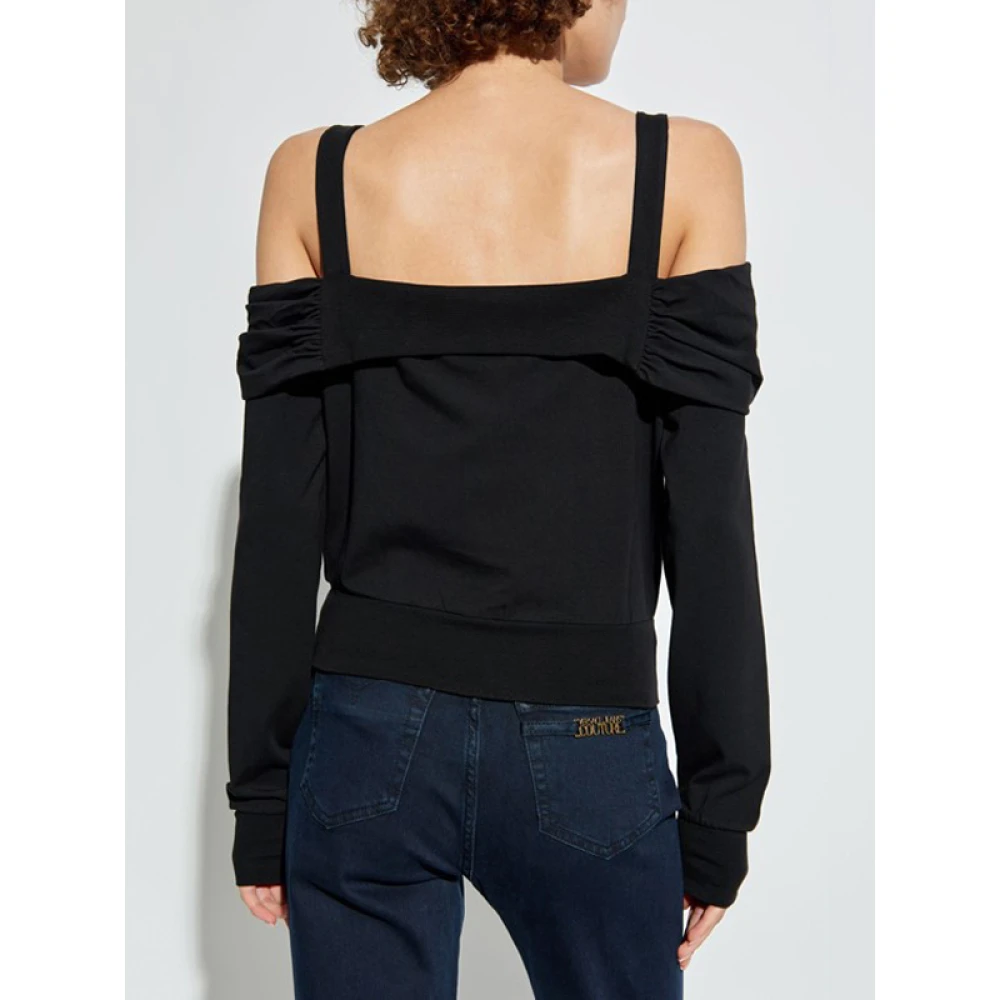 Versace Jeans Couture Zwarte Logo Gesp Sweatshirt met Rits Black Dames