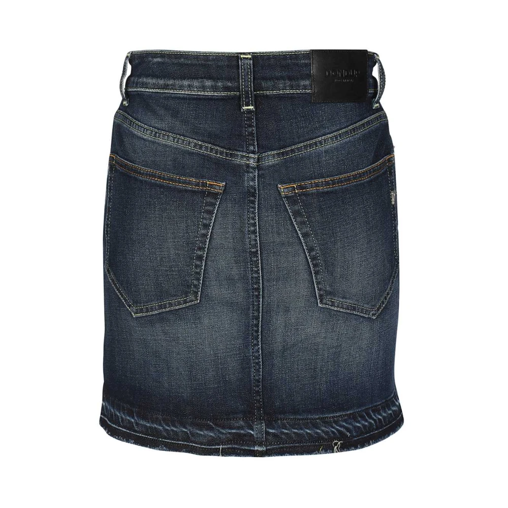 Dondup Denim Rok met Leren Logolabel Blue Dames