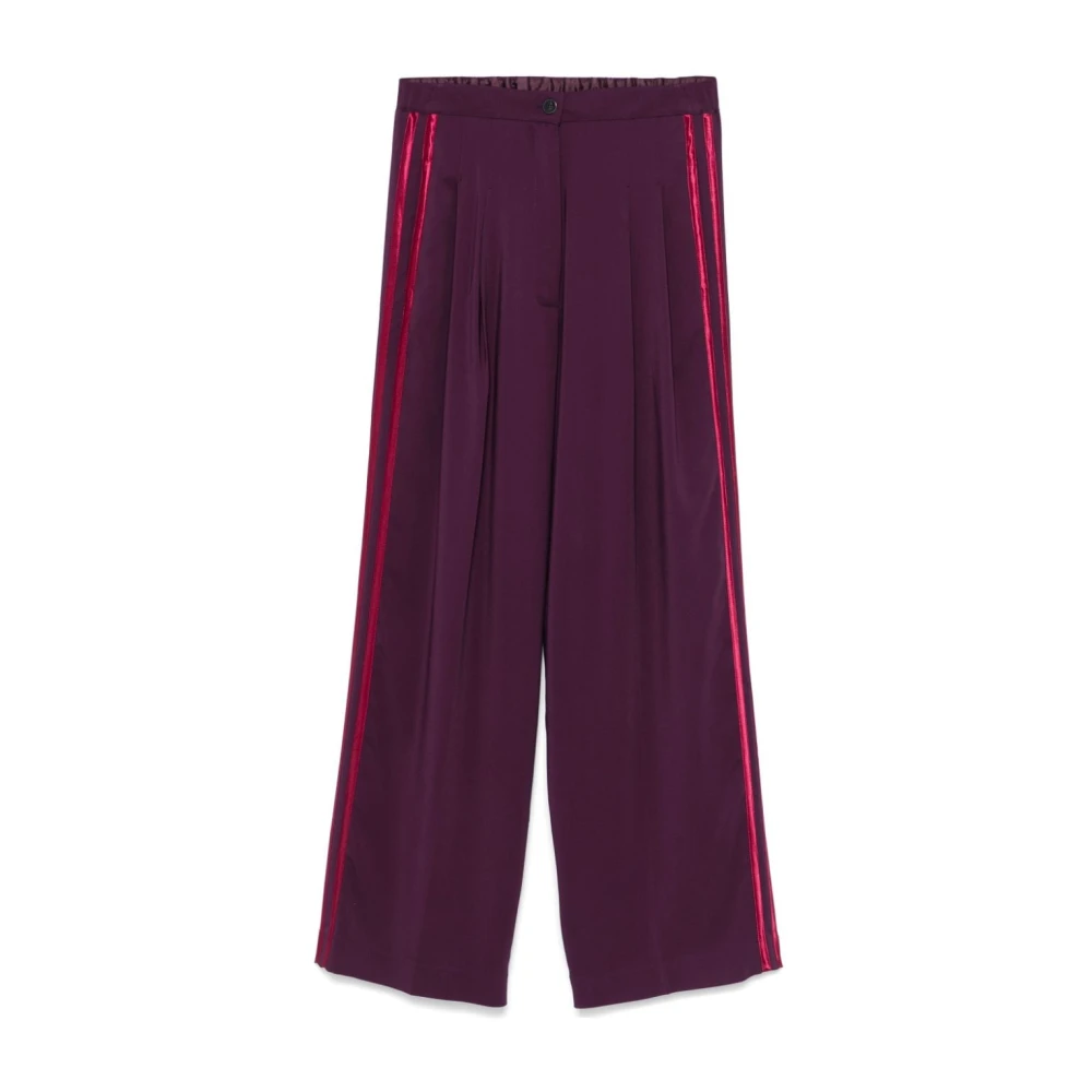 Forte Paarse Wijde Broek met Streepdetail Purple Dames