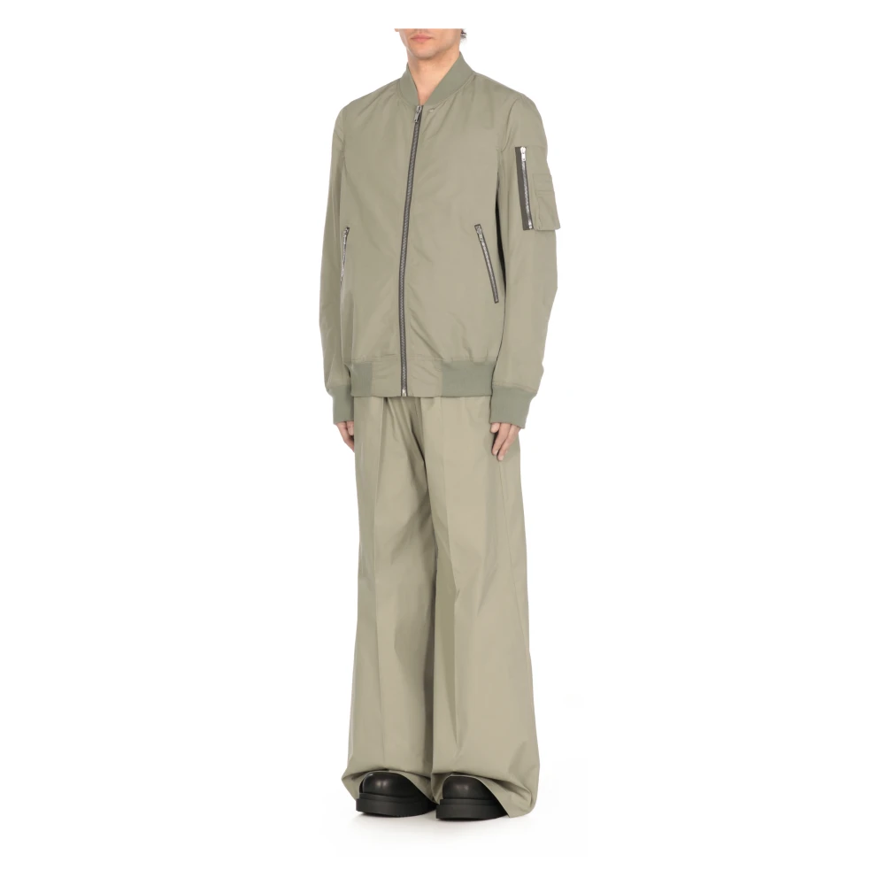 Rick Owens Groene Bomberjack met Ronde Hals en Rits Green Heren