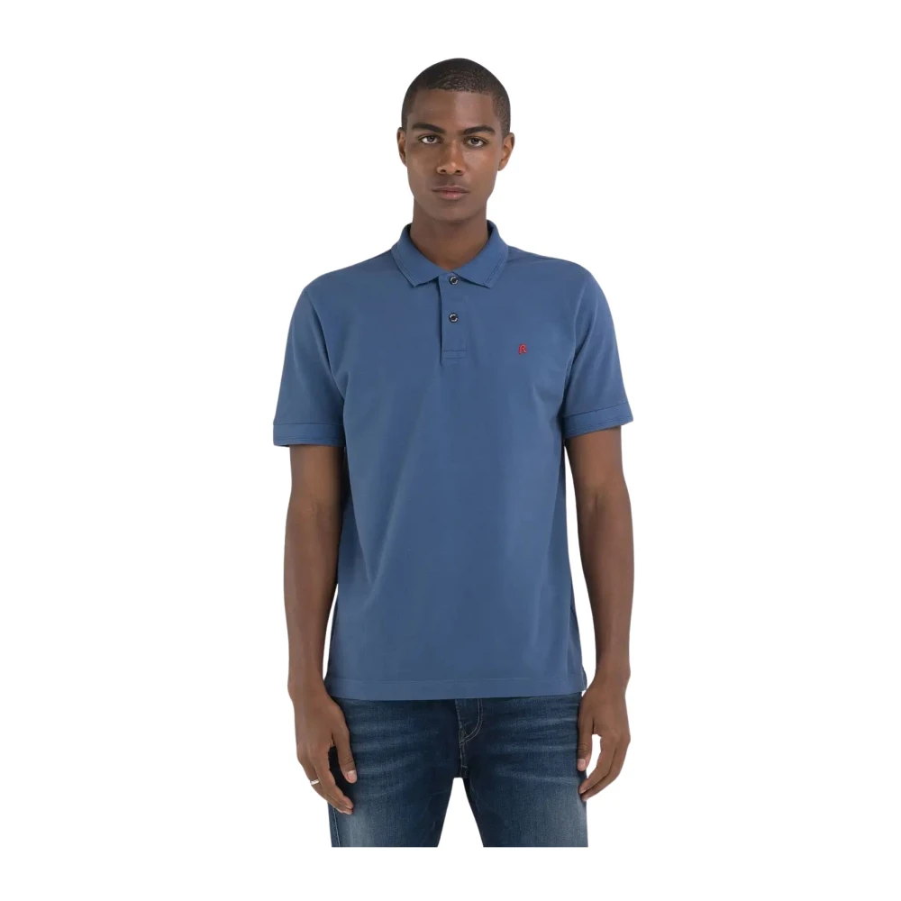 Replay Katoenen Polo Shirt met Korte Mouwen Blue Heren