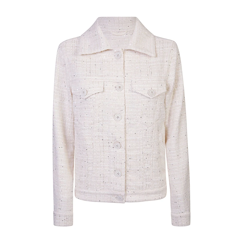 Eleventy Paillet Franse Kraag Jas Beige Dames