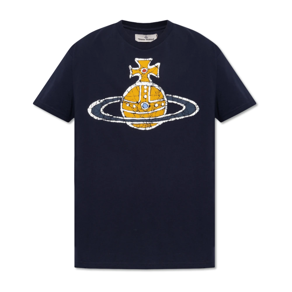 Vivienne Westwood Blauw Katoenen Jersey T-shirt met Orb Logo Print Blue Heren