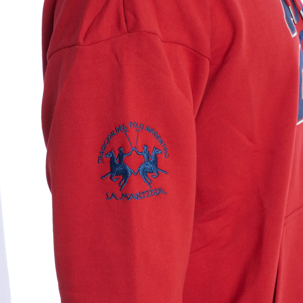 LA MARTINA Hoodie met rits en iconisch ontwerp Red Heren