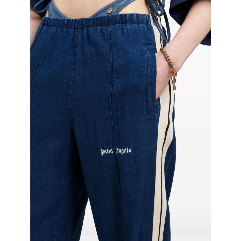 Palm Angels Blauwe Broek met Streepdetail Blue Dames