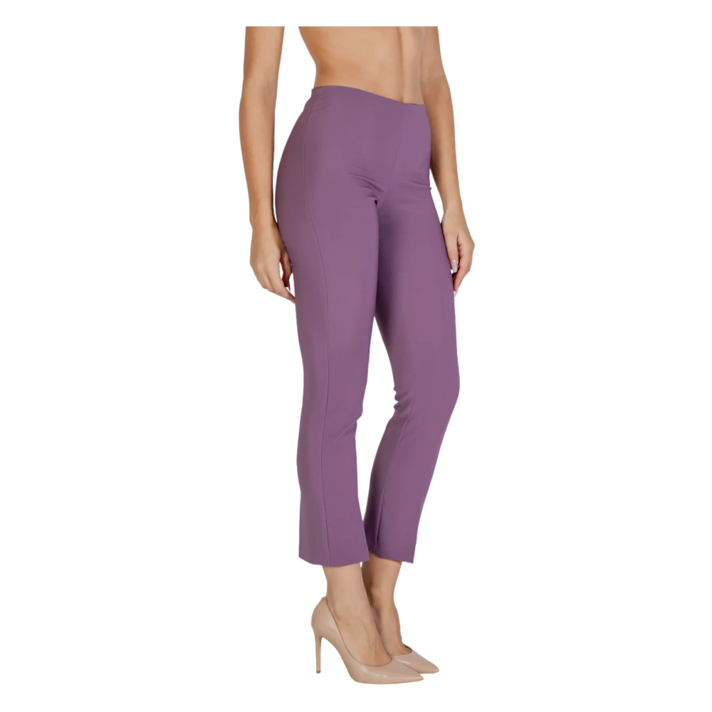 Sandro Ferrone Paarse Slip-On Broek Herfst Winter Stijl Purple Dames