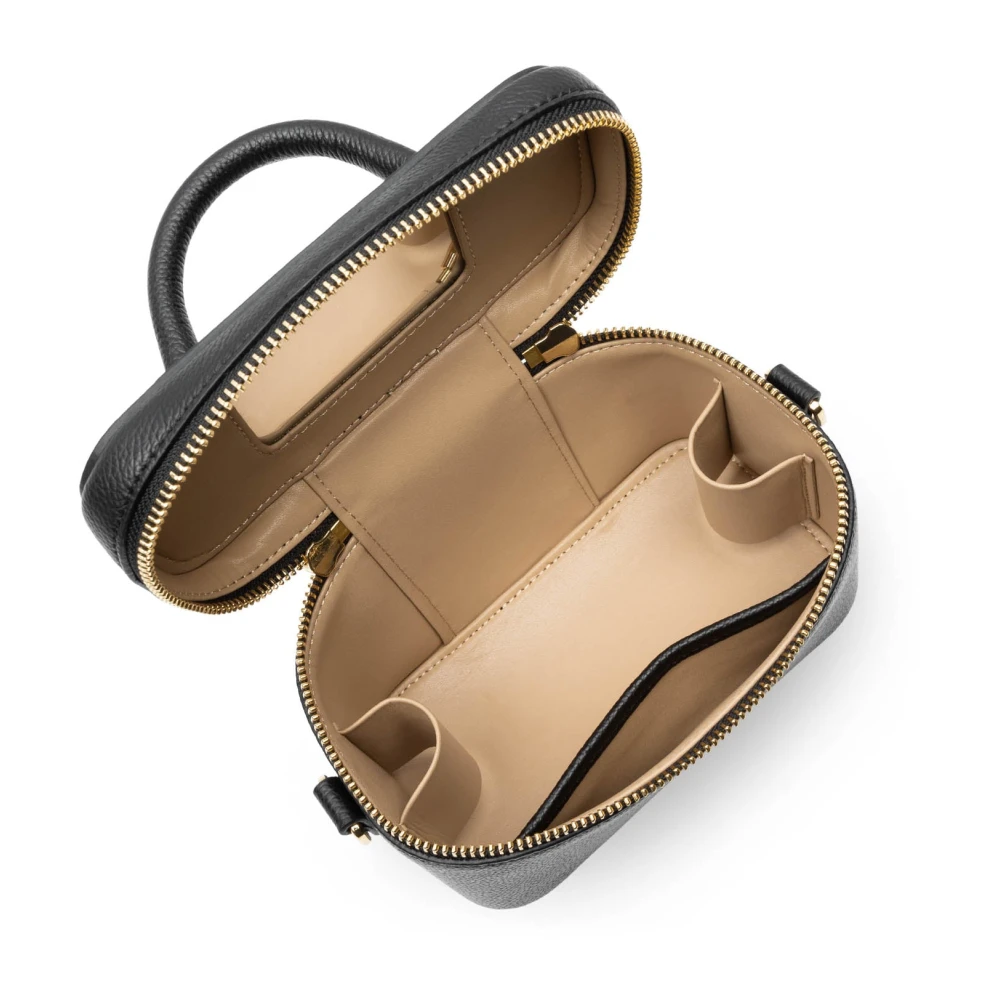 Lancaster Stijlvolle Rits Leren Vanity Tas Black Dames