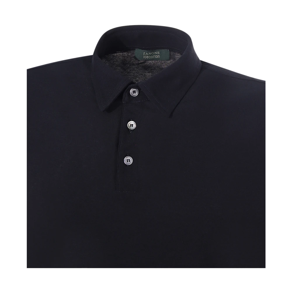 Zanone Blauw Polo Shirt Icecotton Slim Fit Blue Heren